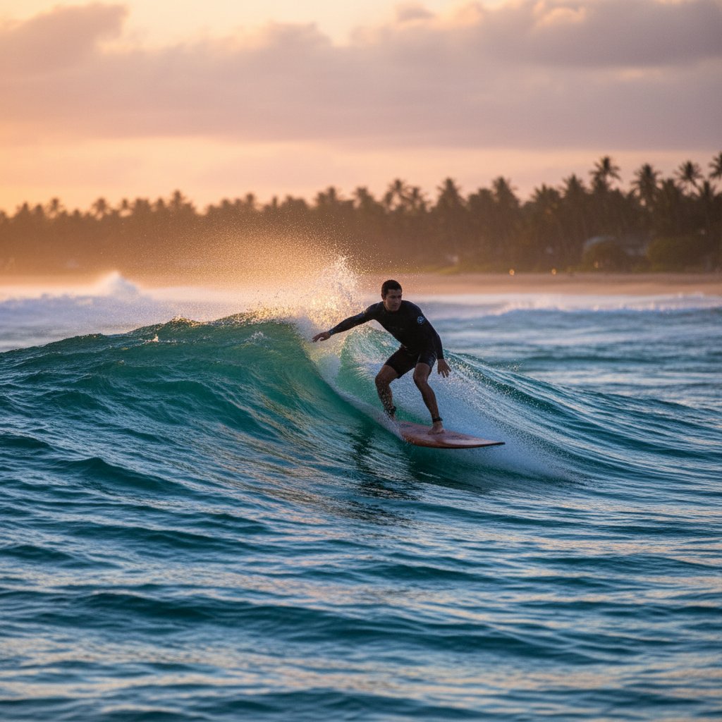 Professional surfing instructor teaching wave riding techniques on British coast